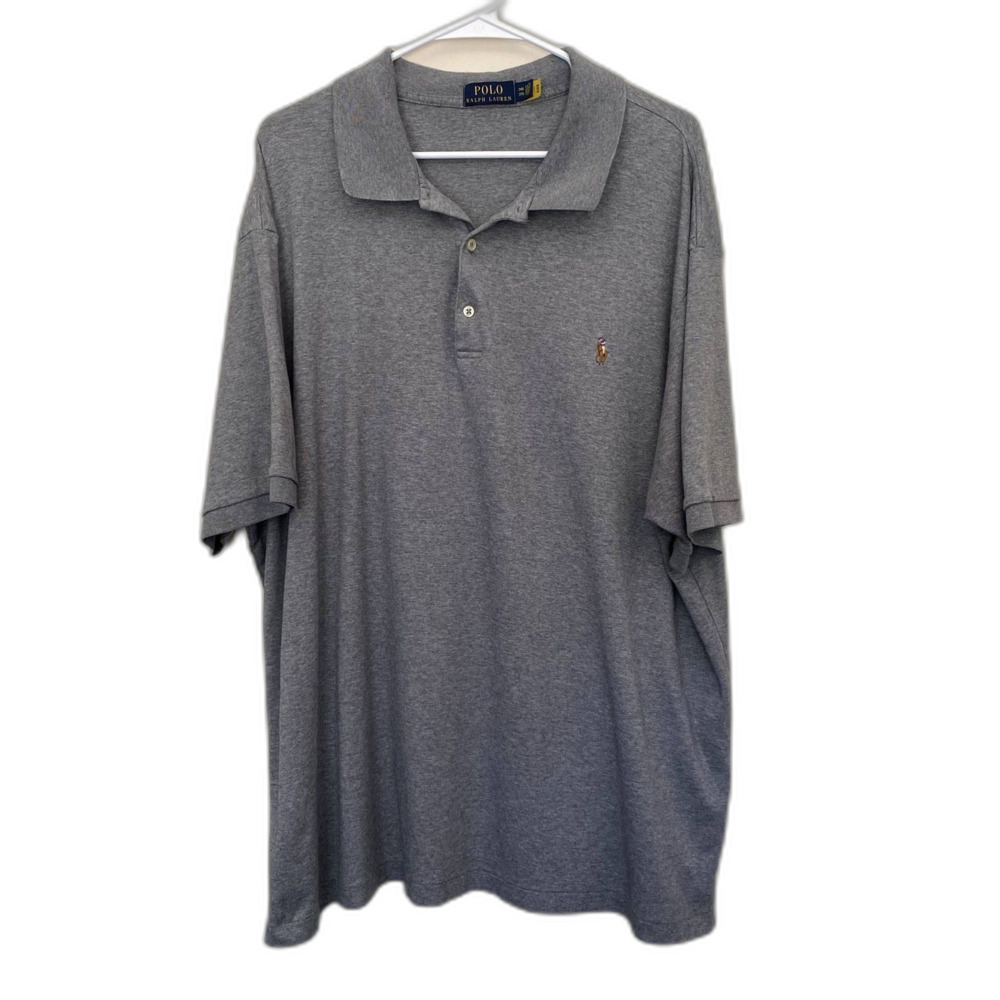 Polo Ralph Lauren Solid‎ Gray Polo Shirt Neutral Basic 100% Cotton Size 3XB
